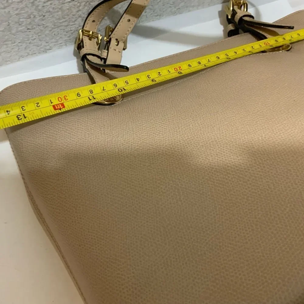 Michael Kors Leather Bag Jet Set Tote Handbag Shoulder Purse Tan